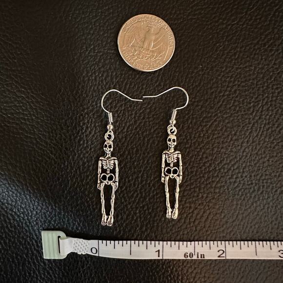Cute Gothic Skeleton Silver Tone earrings - Picture 3 of 3